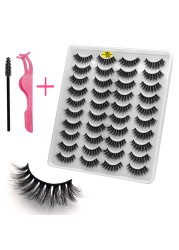 LE 20 Pairs Mink Eyelashes Fashion Handmade Cruelty-Free Soft Wispies 3D Fake Long Eye Lashes Extension False Eyelashes