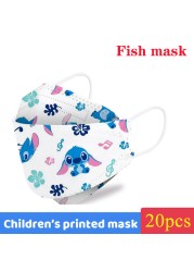 Disney Mickey Stitch Children Kn95 Face Mask 4 Layers Dust-proof Breathable Reusable For Boys Girls Kawaii Ffp2 Mouth Mascarilla