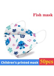 Disney Mickey Stitch Children Kn95 Face Mask 4 Layers Dust-proof Breathable Reusable For Boys Girls Kawaii Ffp2 Mouth Mascarilla