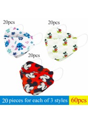 Disney Mickey Stitch Children Kn95 Face Mask 4 Layers Dust-proof Breathable Reusable For Boys Girls Kawaii Ffp2 Mouth Mascarilla