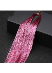 1pc Sparkle Shiny Hair Tinsel Hair Extensions Dazzle Women Hippie For Braiding Headdress Hair Braiding Tools Long 100cm