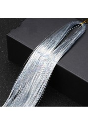 1pc Sparkle Shiny Hair Tinsel Hair Extensions Dazzle Women Hippie For Braiding Headdress Hair Braiding Tools Long 100cm