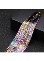 1pc Sparkle Shiny Hair Tinsel Hair Extensions Dazzle Women Hippie For Braiding Headdress Hair Braiding Tools Long 100cm