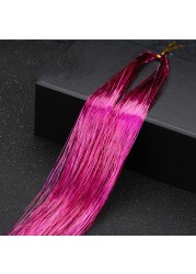 1pc Sparkle Shiny Hair Tinsel Hair Extensions Dazzle Women Hippie For Braiding Headdress Hair Braiding Tools Long 100cm