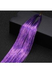 1pc Sparkle Shiny Hair Tinsel Hair Extensions Dazzle Women Hippie For Braiding Headdress Hair Braiding Tools Long 100cm