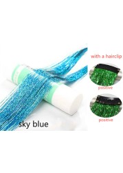 1pc Sparkle Shiny Hair Tinsel Hair Extensions Dazzle Women Hippie For Braiding Headdress Hair Braiding Tools Long 100cm