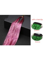 1pc Sparkle Shiny Hair Tinsel Hair Extensions Dazzle Women Hippie For Braiding Headdress Hair Braiding Tools Long 100cm