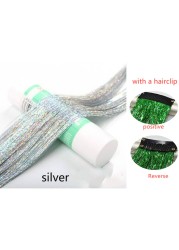 1pc Sparkle Shiny Hair Tinsel Hair Extensions Dazzle Women Hippie For Braiding Headdress Hair Braiding Tools Long 100cm