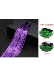 1pc Sparkle Shiny Hair Tinsel Hair Extensions Dazzle Women Hippie For Braiding Headdress Hair Braiding Tools Long 100cm