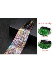 1pc Sparkle Shiny Hair Tinsel Hair Extensions Dazzle Women Hippie For Braiding Headdress Hair Braiding Tools Long 100cm