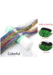 1pc Sparkle Shiny Hair Tinsel Hair Extensions Dazzle Women Hippie For Braiding Headdress Hair Braiding Tools Long 100cm