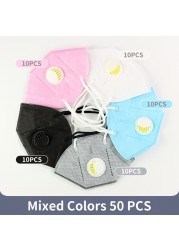 5 Layers Black KN95 Face Mask Unisex Mascarillas Masque with Air Valve Breathing Dust Mouth Masks Safety Pink FFP2 ffp3 маска