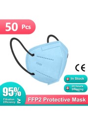 Morandi ffp2fan Adult KN95 Mascarillas FPP2 Face Mask 5 Layers Face Mask Ventilated FFP2 Respirator Mouth Mask KN95 Color