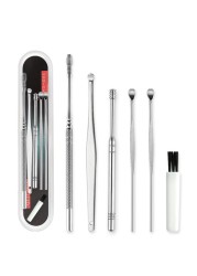 6pcs/set Stainless Steel Ear Wax Ear Cleaning Kit Ear Wax Removal Tools Ear Cleaning Tools