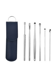 6pcs/set Stainless Steel Ear Wax Ear Cleaning Kit Ear Wax Removal Tools Ear Cleaning Tools