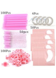 Eyelashes Extension Supplies Lashes Set Micro Brush Tape Glue Ring Eye Pad Disposable Mascara Applicator Eyelashes Tool