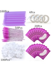 Eyelashes Extension Supplies Lashes Set Micro Brush Tape Glue Ring Eye Pad Disposable Mascara Applicator Eyelashes Tool