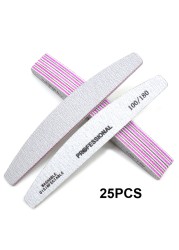 20/25/30/50/75pcs Gray Manicure Acrylic Professional Nail Files 80 100 180 Grit Double Sided Nails Art Tools (7.01 * 1.1in)