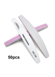 20/25/30/50/75pcs Gray Manicure Acrylic Professional Nail Files 80 100 180 Grit Double Sided Nails Art Tools (7.01 * 1.1in)