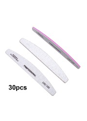 20/25/30/50/75pcs Gray Manicure Acrylic Professional Nail Files 80 100 180 Grit Double Sided Nails Art Tools (7.01 * 1.1in)