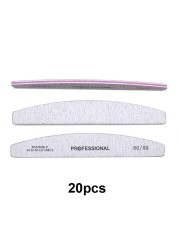 20/25/30/50/75pcs Gray Manicure Acrylic Professional Nail Files 80 100 180 Grit Double Sided Nails Art Tools (7.01 * 1.1in)