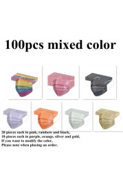 3 Layers Fashion Bronzing Pink Disposable Face Mask Reflective Non-woven Fabric Mascarillas Desechables Protective Mouth Masks