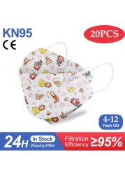 Kn95 Masks Kids fpp2 Approved Mask for Baby Fish Printed Cartoon Mouth Mask KN95 Mascarilla Infantil kf94fan ffp2fan Ninos