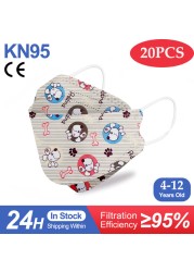 Kn95 أقنعة الاطفال fpp2 المعتمدة قناع للطفل الأسماك المطبوعة الكرتون الفم قناع KN95 Mascarilla Infantil kf94fan ffp2fan Ninos