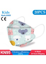 Kn95 Masks Kids fpp2 Approved Mask for Baby Fish Printed Cartoon Mouth Mask KN95 Mascarilla Infantil kf94fan ffp2fan Ninos