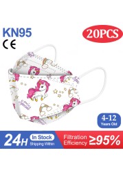 Kn95 أقنعة الاطفال fpp2 المعتمدة قناع للطفل الأسماك المطبوعة الكرتون الفم قناع KN95 Mascarilla Infantil kf94fan ffp2fan Ninos