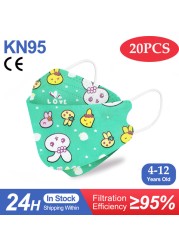 Kn95 أقنعة الاطفال fpp2 المعتمدة قناع للطفل الأسماك المطبوعة الكرتون الفم قناع KN95 Mascarilla Infantil kf94fan ffp2fan Ninos