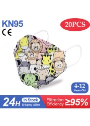 Kn95 Masks Kids fpp2 Approved Mask for Baby Fish Printed Cartoon Mouth Mask KN95 Mascarilla Infantil kf94fan ffp2fan Ninos