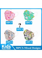 Kn95 Masks Kids fpp2 Approved Mask for Baby Fish Printed Cartoon Mouth Mask KN95 Mascarilla Infantil kf94fan ffp2fan Ninos