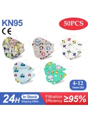 Kn95 أقنعة الاطفال fpp2 المعتمدة قناع للطفل الأسماك المطبوعة الكرتون الفم قناع KN95 Mascarilla Infantil kf94fan ffp2fan Ninos