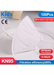 10-100 قطع الاطفال KN95 قناع FFP2 قابلة لإعادة الاستخدام قناع للأطفال الأطفال KN95 Mascarillas Masque Maske FFP2 قناع مرشح التنفس