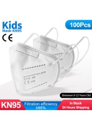 10-100pcs Kids KN95 Mask FFP2 Reusable Mask for Kids Children KN95 Mascarillas Masque Maske FFP2 Mask Respirator Filter