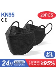 Ffp2mask الاطفال KN95 قناع الألوان كوريا الفتيات الطفل المتاح أقنعة التنفسي Kn95mask الاطفال الوجه قناع mascarilla fpp2 homologada