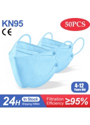 Ffp2mask الاطفال KN95 قناع الألوان كوريا الفتيات الطفل المتاح أقنعة التنفسي Kn95mask الاطفال الوجه قناع mascarilla fpp2 homologada