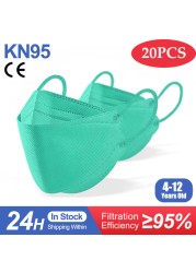 Ffp2mask الاطفال KN95 قناع الألوان كوريا الفتيات الطفل المتاح أقنعة التنفسي Kn95mask الاطفال الوجه قناع mascarilla fpp2 homologada