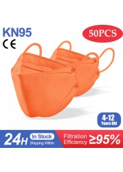 Ffp2mask الاطفال KN95 قناع الألوان كوريا الفتيات الطفل المتاح أقنعة التنفسي Kn95mask الاطفال الوجه قناع mascarilla fpp2 homologada