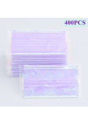 10/100/200/400pcs Disposable Adult Mask 3-Layer Non-woven Meltblown Mask Individually Wrapped Mask Black Filter Mask Face Masks