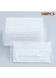 10/100/200/400pcs Disposable Adult Mask 3-Layer Non-woven Meltblown Mask Individually Wrapped Mask Black Filter Mask Face Masks