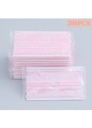 10/100/200/400pcs Disposable Adult Mask 3-Layer Non-woven Meltblown Mask Individually Wrapped Mask Black Filter Mask Face Masks