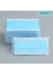 10/100/200/400pcs Disposable Adult Mask 3-Layer Non-woven Meltblown Mask Individually Wrapped Mask Black Filter Mask Face Masks