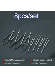 New Eye Microsurgery Instruments 12.5cm Scissors + Needle Holders + Forceps Stainless Steel Surgical Tool