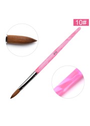 KADS Acrylic Nail Brush Curly Kolinsky Sable UV Nail Art Gel Extension Brush Manicure Flat Round Brush Red Wood Nail Brush