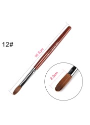 KADS Acrylic Nail Brush Curly Kolinsky Sable UV Nail Art Gel Extension Brush Manicure Flat Round Brush Red Wood Nail Brush