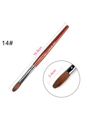 KADS Acrylic Nail Brush Curly Kolinsky Sable UV Nail Art Gel Extension Brush Manicure Flat Round Brush Red Wood Nail Brush