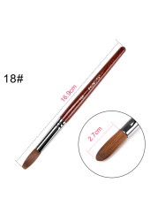 KADS Acrylic Nail Brush Curly Kolinsky Sable UV Nail Art Gel Extension Brush Manicure Flat Round Brush Red Wood Nail Brush