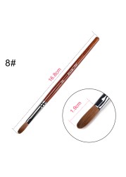 KADS Acrylic Nail Brush Curly Kolinsky Sable UV Nail Art Gel Extension Brush Manicure Flat Round Brush Red Wood Nail Brush